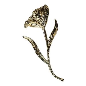 Vintage Extra Large Gold Rose Leaves Brooch Pin Retro Boho Chic Classic Elegant